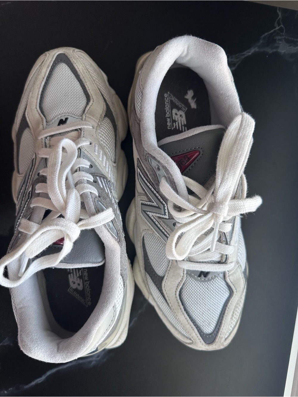 $125 OBO - New Balance women’s White Gray 9060 Sneakers with Subtle Maroon Accen - Picture 2 of 5